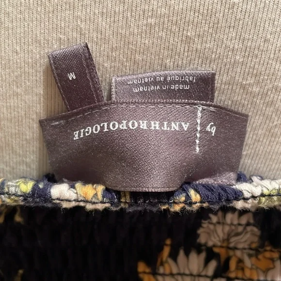 Anthropologie Navy Blue Floral Print Crop Top, Medium - Picture 3 of 3